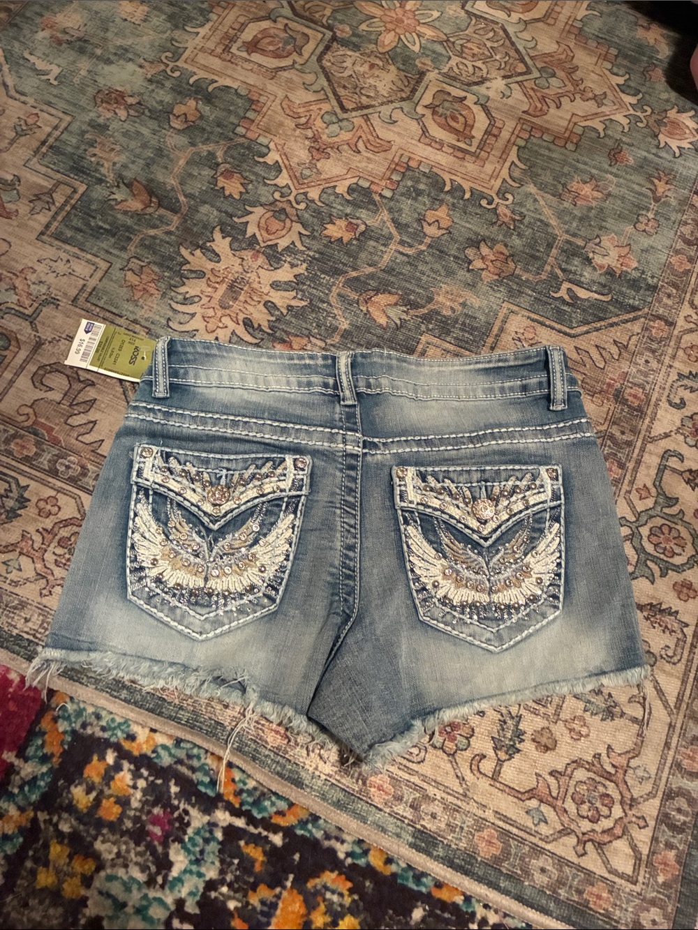 Distressed Light Wash Denim Shorts